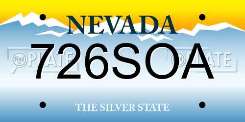 726SOA Nevada License Plate