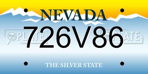726V86 Nevada License Plate