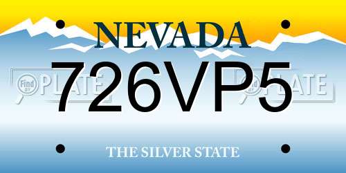 726VP5 Nevada License Plate