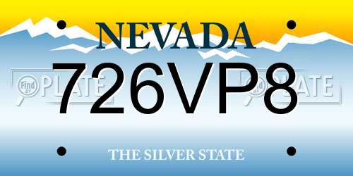 726VP8 Nevada License Plate