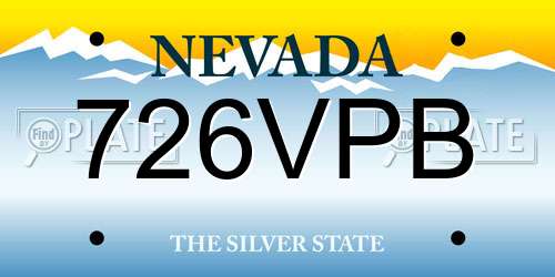 726VPB Nevada License Plate