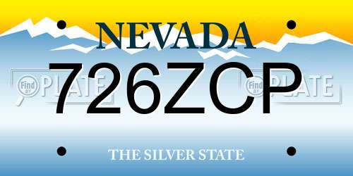 726ZCP Nevada License Plate