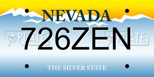 726ZEN Nevada License Plate