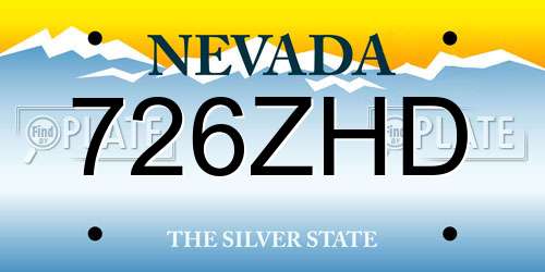 726ZHD Nevada License Plate