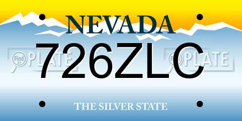 726ZLC Nevada License Plate