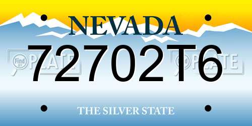 72702T6 Nevada License Plate