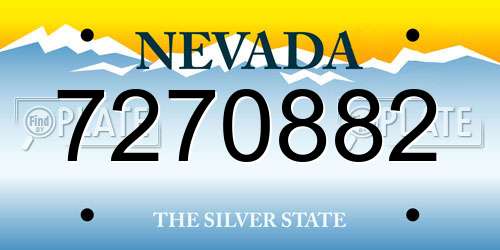 7270882 Nevada License Plate