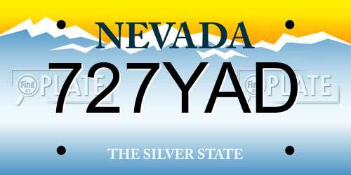 727YAD Nevada License Plate