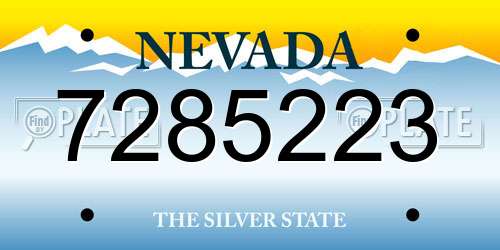 7285223 Nevada License Plate