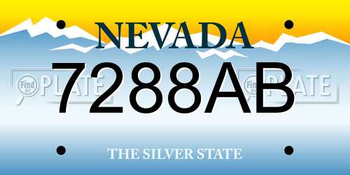 7288AB Nevada License Plate