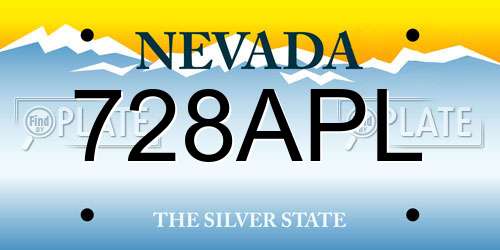 728APL Nevada License Plate