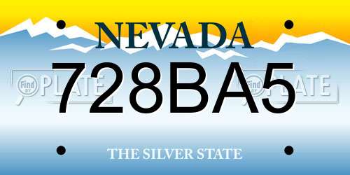 728BA5 Nevada License Plate