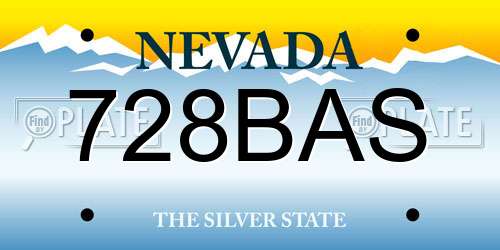 728BAS Nevada License Plate