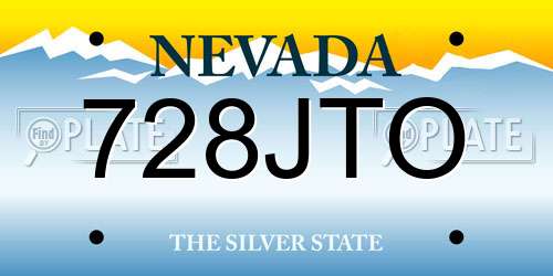 728JTO Nevada License Plate