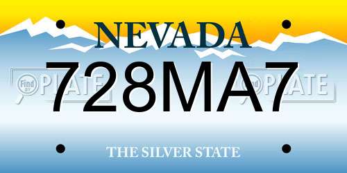 728MA7 Nevada License Plate