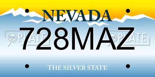 728MAZ Nevada License Plate