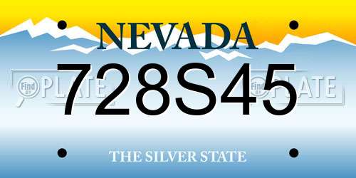 728S45 Nevada License Plate