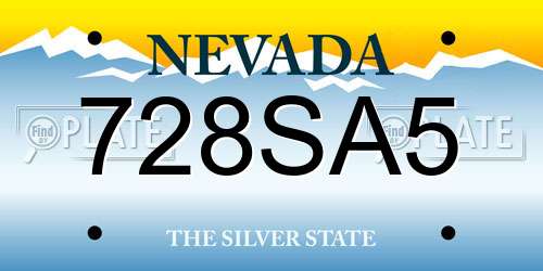 728SA5 Nevada License Plate
