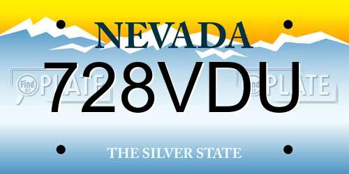 728VDU Nevada License Plate