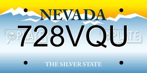 728VQU Nevada License Plate