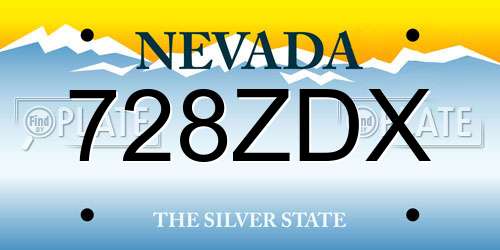 728ZDX Nevada License Plate