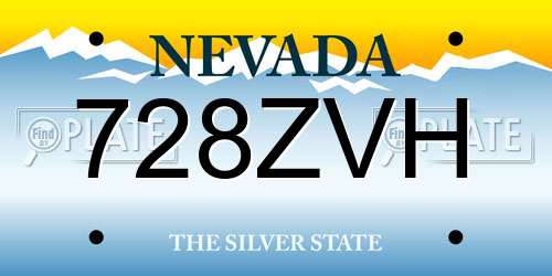 728ZVH Nevada License Plate