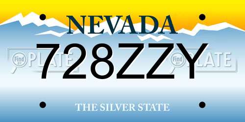 728ZZY Nevada License Plate