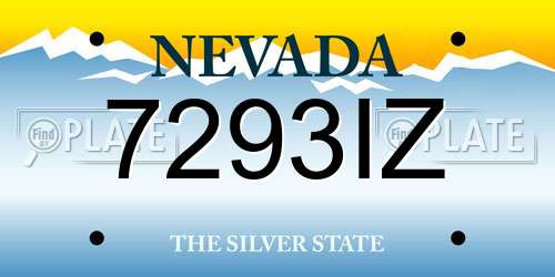 7293IZ Nevada License Plate