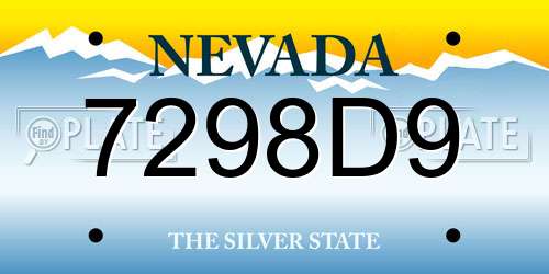 7298D9 Nevada License Plate