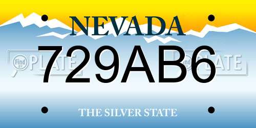 729AB6 Nevada License Plate
