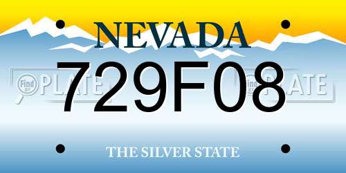 729F08 Nevada License Plate