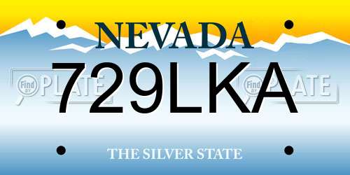 729LKA Nevada License Plate