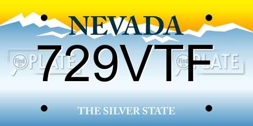 729VTF Nevada License Plate