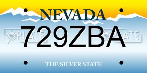 729ZBA Nevada License Plate