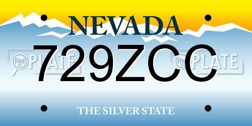 729ZCC Nevada License Plate