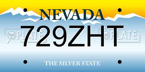 729ZHT Nevada License Plate
