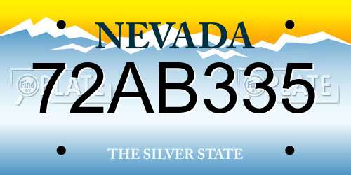 72AB335 Nevada License Plate
