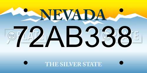 72AB338 Nevada License Plate