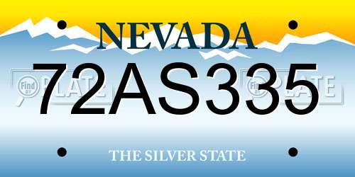 72AS335 Nevada License Plate