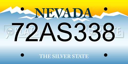 72AS338 Nevada License Plate
