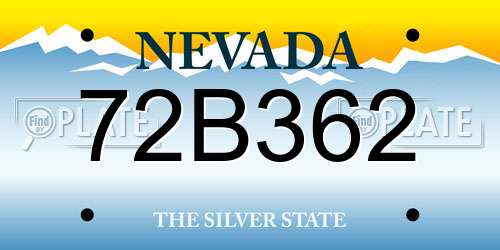 72B362 Nevada License Plate