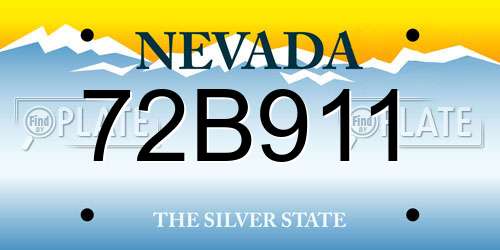 72B911 Nevada License Plate