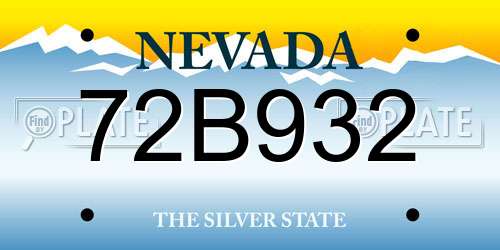 72B932 Nevada License Plate
