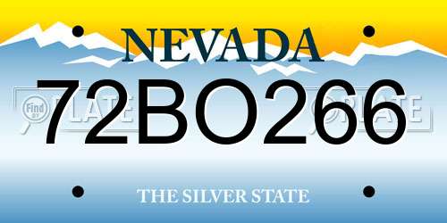 72BO266 Nevada License Plate