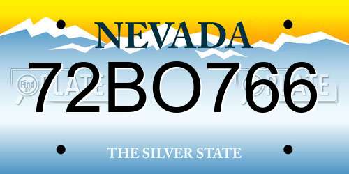 72BO766 Nevada License Plate