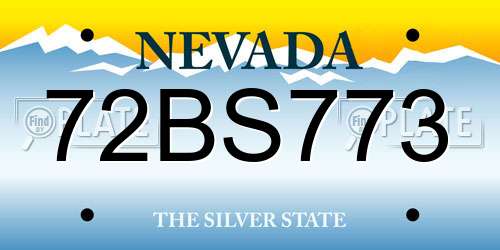 72BS773 Nevada License Plate