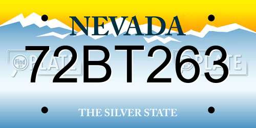 72BT263 Nevada License Plate