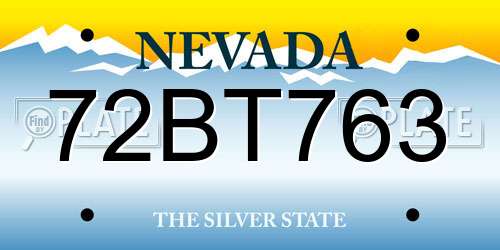 72BT763 Nevada License Plate