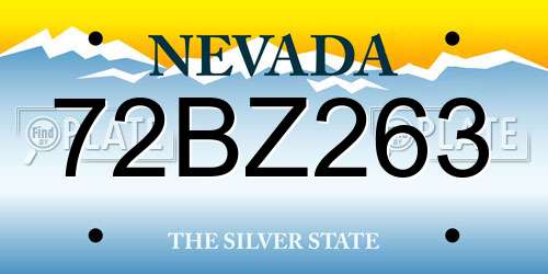 72BZ263 Nevada License Plate
