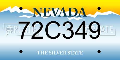 72C349 Nevada License Plate